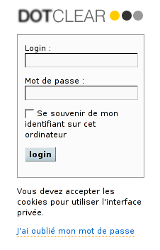 Blog administration login page